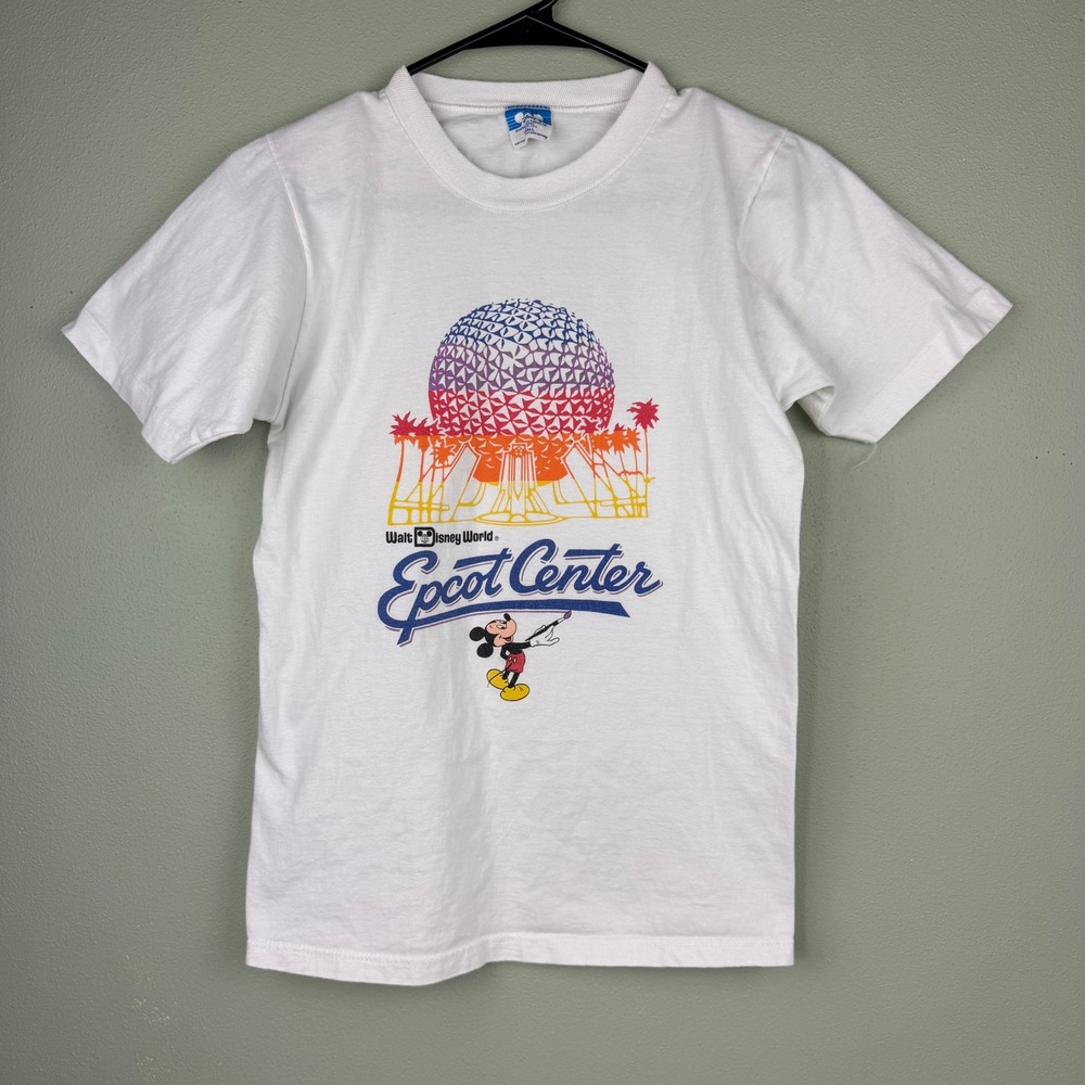 Vintage 80's‎ Walt Disney World Epcot Center Mickey Mouse White T-Shirt Small